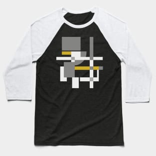 Geometric Abstract Composition Grey and Yellow Baseball T-Shirt